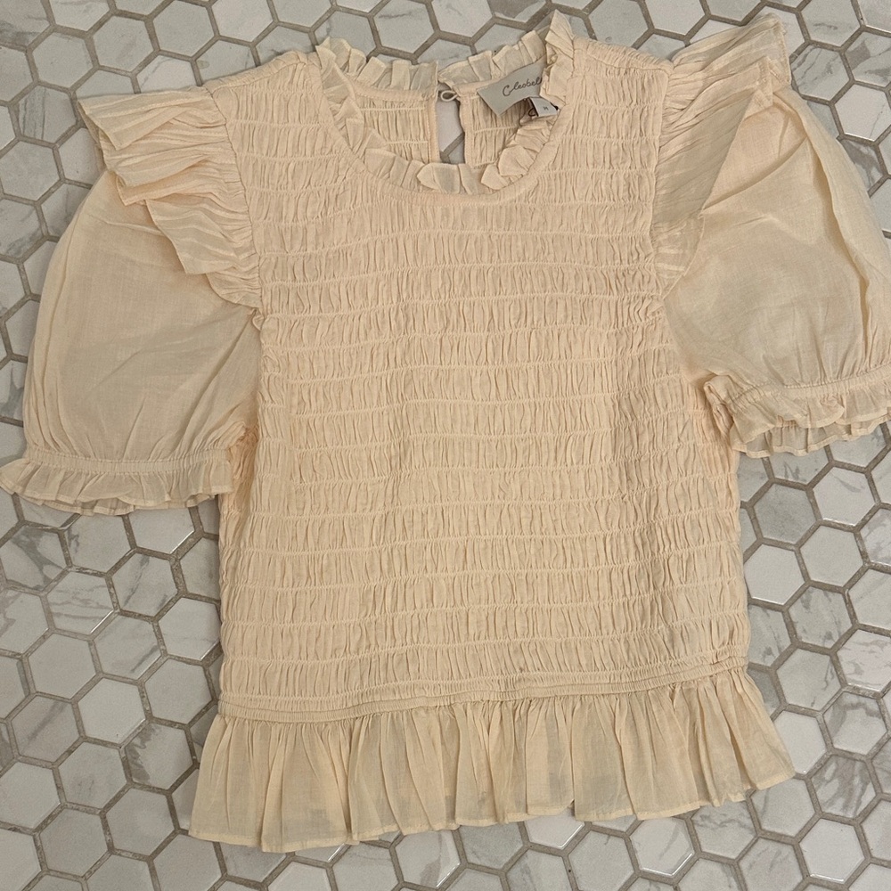 Cleobella Cream Ruffle Sleeve Blouse